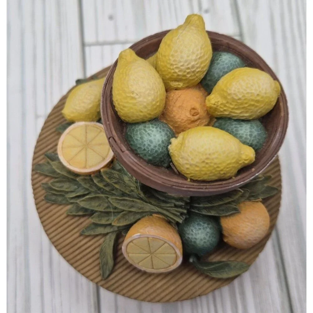 Lot of 2 Yankee Candle Jar Lids Covers Tea Set Tea Cup Lemon Basket Decorative